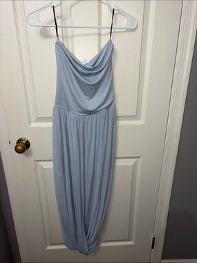 Light Blue strapless midi dress